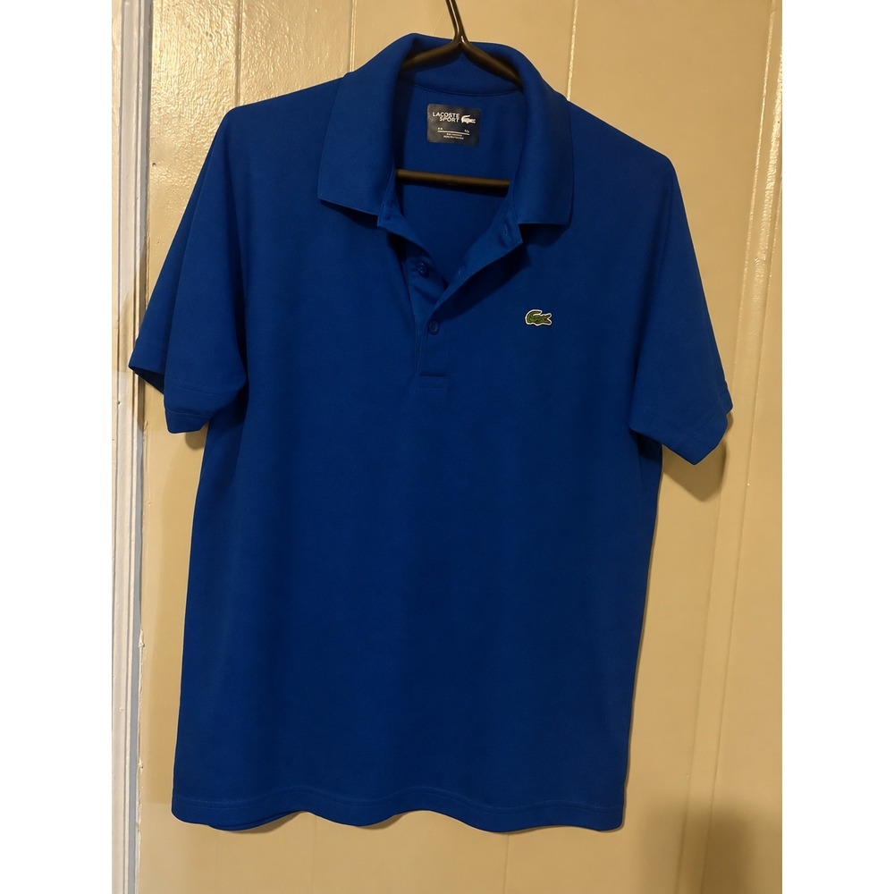 Lacoste Sport Mens Royal Blue Pique Polo Shirt Short Sleeve Size US L FR 5